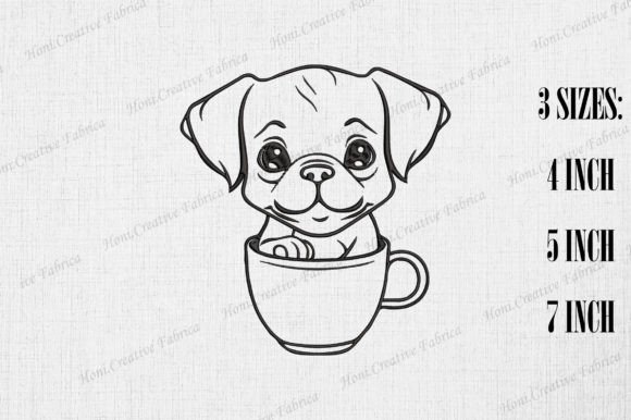 Review: Cute Bulldog in Coffee Cup Embroidery