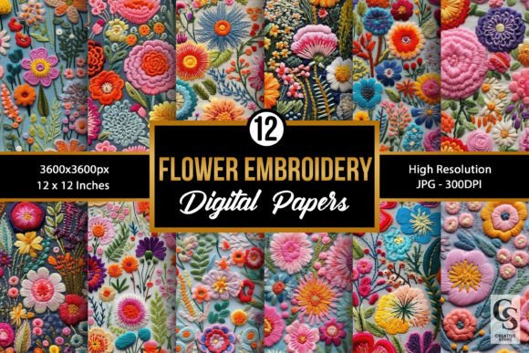 Reviewing Colorful Flower Embroidery Digital Paper for Merch