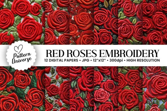 Reviewing Roses Embroidery Flowers Digital Papers